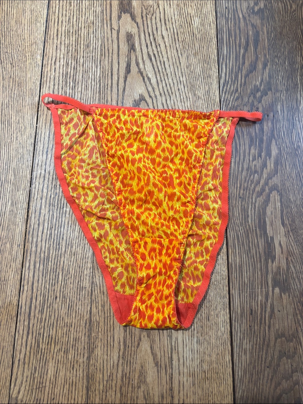 Cacique Orange and Red Leopard Print Bikini Panties - High rise high leg - 14/16